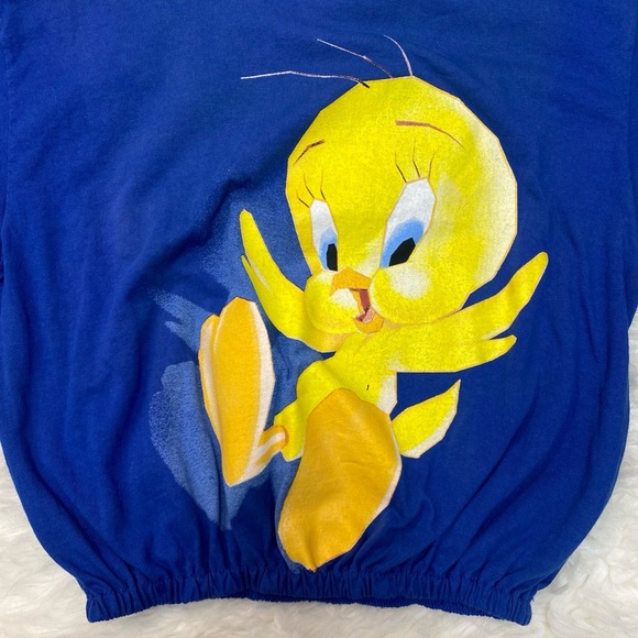VINTAGE TWEETY BIRD GRAPHIC LOGO BLUE REWORKED TEE SHIRT Y2K STREETWEAR CASUAL - Picture 3 of 7